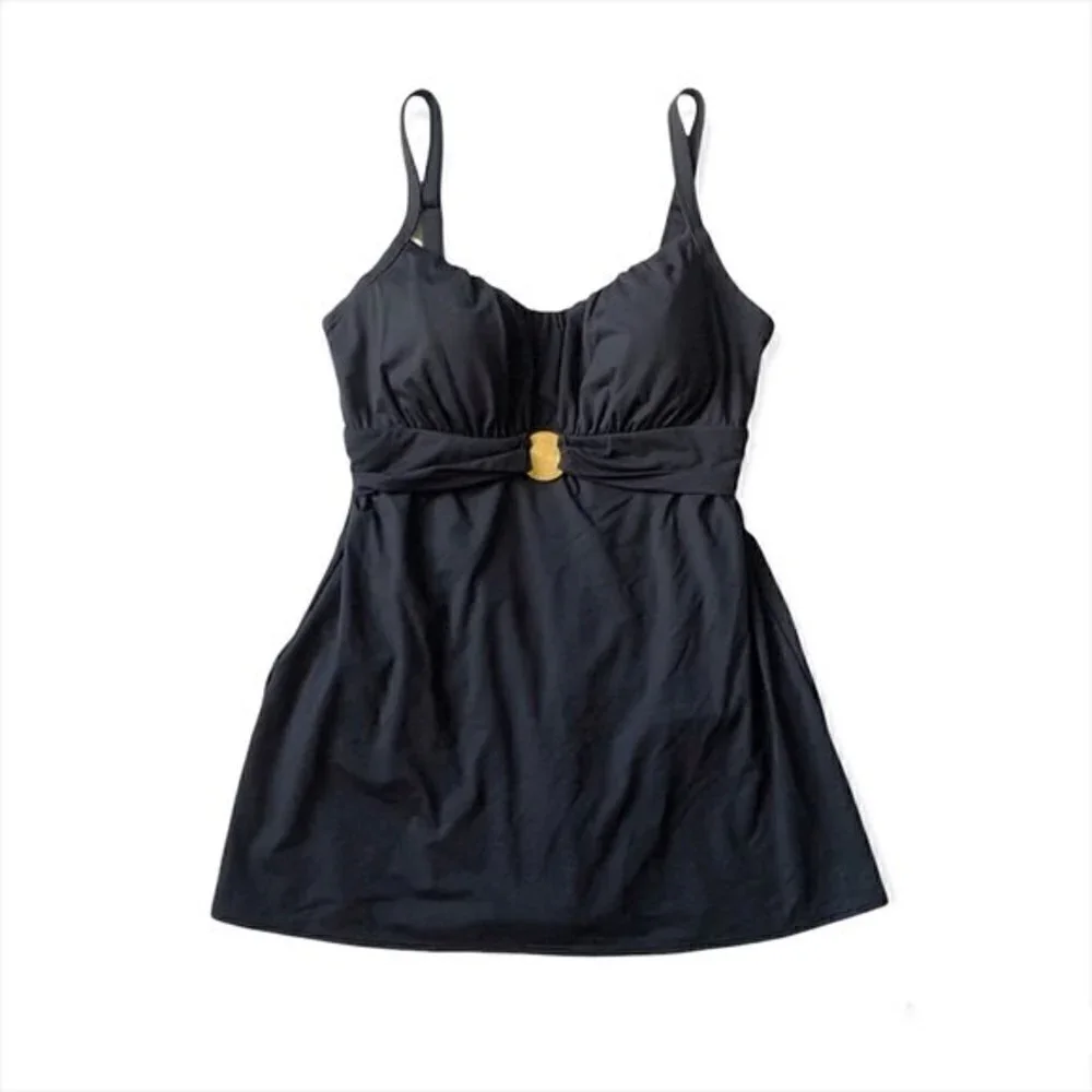 Coco Reef Black Tankini One Piece Swimsuit Swimdress 32D - Picture 4 of 13